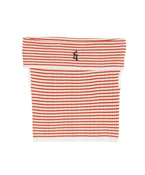 CALNAMUR（カルナムール）の「BOEDER OFFSHOULDER KNIT PO/ボーダーオフショルダーニットプルオーバー（ニット/セーター・レディース・その他1/レッド/ブラック・FREE）」の2枚目の写真