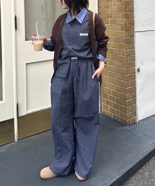 nemne store(ネンネストア)の「配色チェックグランパシャツ(シャツ/ブラウス・レディース・サックスブルー系/ネイビー・MEDIUM/SMALL)」の4枚目の写真