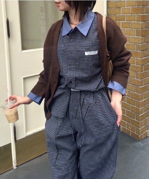 nemne store(ネンネストア)の「配色チェックグランパシャツ(シャツ/ブラウス・レディース・サックスブルー系/ネイビー・MEDIUM/SMALL)」の3枚目の写真