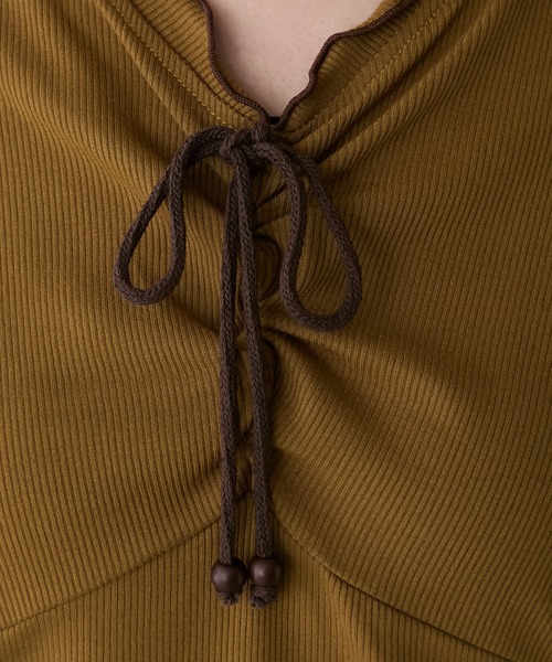 forksy.（フォルクシー）の「【forksy.】メロウフリル リブタンクトップ（タンクトップ・レディース・マスタード/ダークグレー/ブラウン/ブラック・FREE）」の14枚目の写真