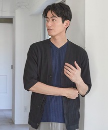 UNION STATION | ハイゲージシャドーストライプ5分袖カーディガン(カーディガン/ボレロ)