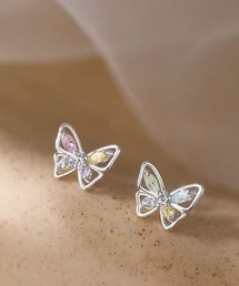 VIBGYOR Women | 【float】バタフライ カラフル ストーン ピアス(ピアス（両耳用）)