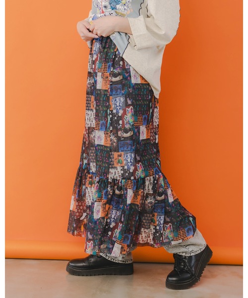 ☆スカラー　151650：花・コラージュ・クラゲ 3柄展開2WAYスカート 151650：花・コラージュ・クラゲ 3柄展開2WAYスカートの通販-ScoLar