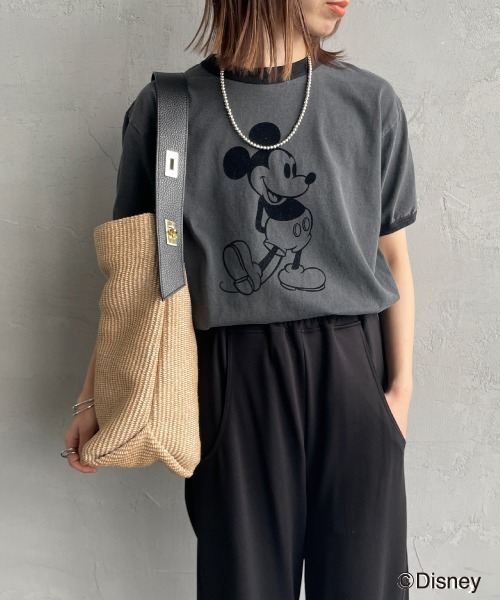 GOOD ROCK SPEED（グッドロックスピード）の「[GOOD ROCK SPEED/グッドロックスピード] MICKEY MOUSE / リンガープリントTシャツ / ディズニー（Tシャツ/カットソー・レディース・チャコールグレー・F）」の12枚目の写真