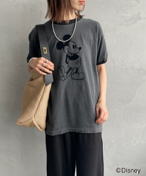GOOD ROCK SPEED（グッドロックスピード）の「[GOOD ROCK SPEED/グッドロックスピード] MICKEY MOUSE / リンガープリントTシャツ / ディズニー（Tシャツ/カットソー・レディース・チャコールグレー・F）」の7枚目の写真