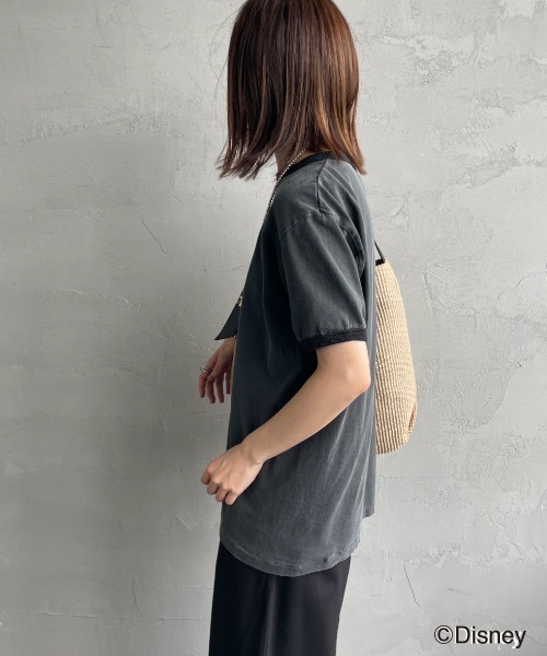 GOOD ROCK SPEED（グッドロックスピード）の「[GOOD ROCK SPEED/グッドロックスピード] MICKEY MOUSE / リンガープリントTシャツ / ディズニー（Tシャツ/カットソー・レディース・チャコールグレー・F）」の5枚目の写真