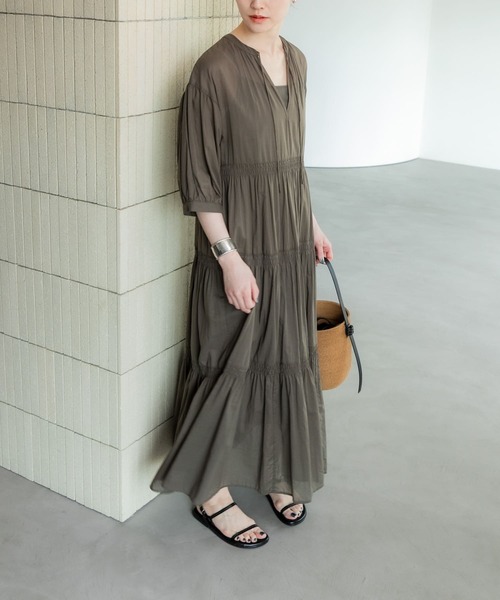 セール】コットンボイルティアードワンピース（ワンピース）｜URBAN