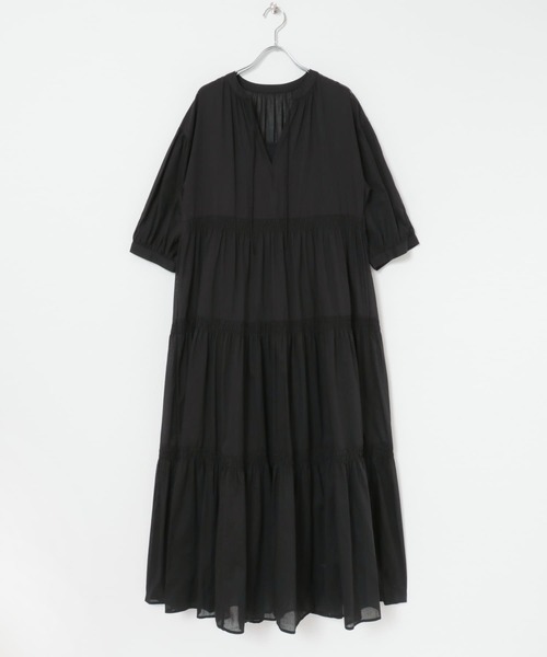 NUMBER18 ⿻ ティアード ルーズシルエットワンピース コットン ゆったり セール】コットンボイルティアードワンピース（ワンピース