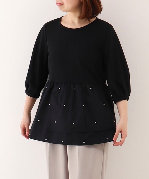 MICO COULIER（ミコクリエ）の「パールスタッズブラウス（シャツ/ブラウス・レディース・オフホワイト/ブラック・38）」の2枚目の写真