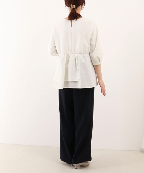 MICO COULIER（ミコクリエ）の「パールスタッズブラウス（シャツ/ブラウス・レディース・オフホワイト/ブラック・38）」の3枚目の写真