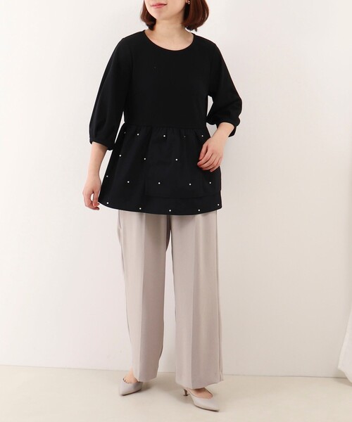 MICO COULIER（ミコクリエ）の「パールスタッズブラウス（シャツ/ブラウス・レディース・オフホワイト/ブラック・38）」の4枚目の写真