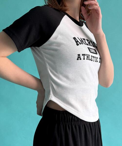 WOND(ウォンド)の「WOND/AMERICAラグランチビT(Tシャツ/カットソー・レディース・ブラック・FREE)」の4枚目の写真