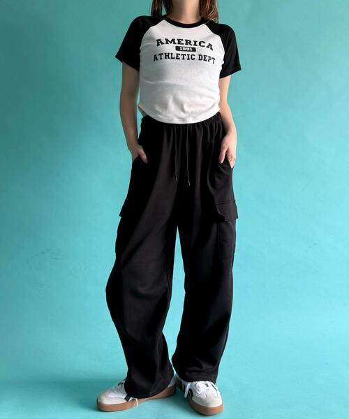 WOND(ウォンド)の「WOND/AMERICAラグランチビT(Tシャツ/カットソー・レディース・ブラック・FREE)」の6枚目の写真