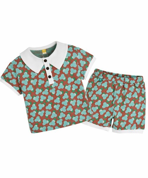 moimoln(モイモルン)の「【セットアップ】クローディリーフトップス&パンツ(セットアップ・キッズ・グリーン・80cm/90cm/100cm/110cm)」の1枚目の写真