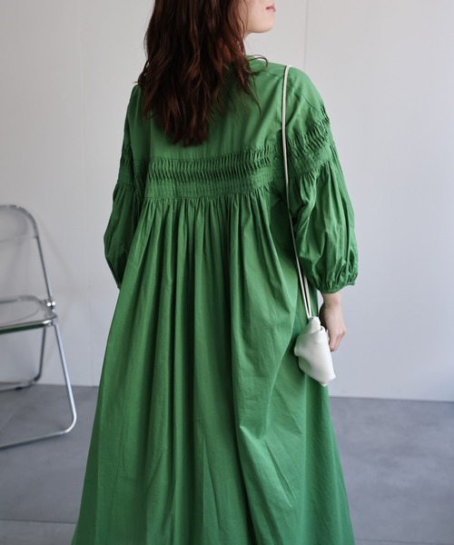 denier カーキ 前開き シャツワンピース 綿 コットン100% 日本製 クローブ CLOVE シアーコットンシャツワンピース （カーキ