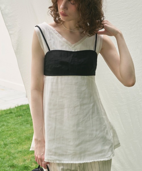 GIUNON（ジウノン）の「back point layered bustier / バックポイントレイヤードビスチェ（その他トップス・レディース・ブラウン/ブラック・FREE）」の4枚目の写真