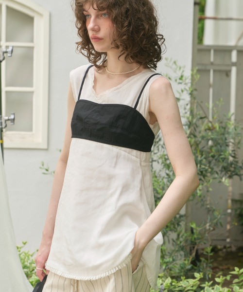 GIUNON（ジウノン）の「back point layered bustier / バックポイントレイヤードビスチェ（その他トップス・レディース・ブラウン/ブラック・FREE）」の3枚目の写真