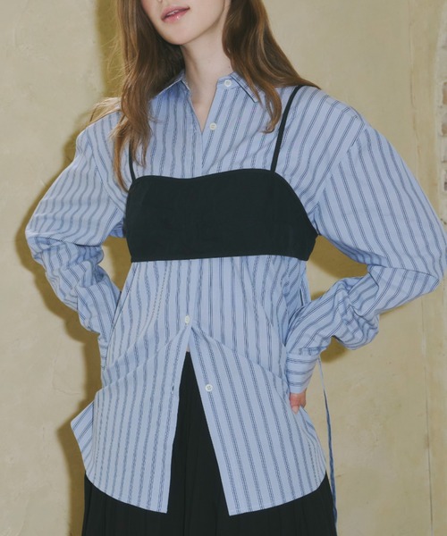 トップス eaphione shoulder leaf bustier LEAF PRINT SHIRTのコーディネートスナップ（BUYER.Y）｜L