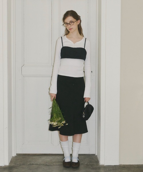 GIUNON（ジウノン）の「back point layered bustier / バックポイントレイヤードビスチェ（その他トップス・レディース・ブラウン/ブラック・FREE）」の9枚目の写真