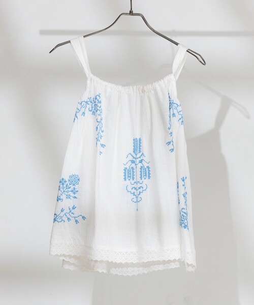 FREAK'S STORE（フリークスストア）の「インド コットンスラブ刺繍 バックリボンキャミソール<セットアップ対応>（キャミソール・レディース・オフホワイト/ブラック・ﾌﾘ-）」の11枚目の写真