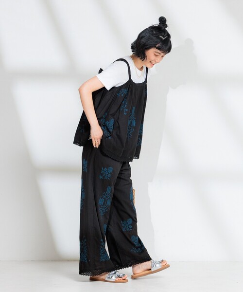 FREAK'S STORE（フリークスストア）の「インド コットンスラブ刺繍 バックリボンキャミソール<セットアップ対応>（キャミソール・レディース・オフホワイト/ブラック・ﾌﾘ-）」の14枚目の写真