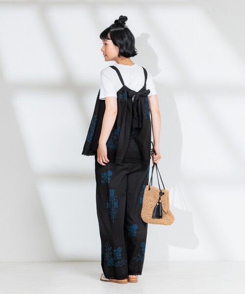 FREAK'S STORE（フリークスストア）の「インド コットンスラブ刺繍 バックリボンキャミソール<セットアップ対応>（キャミソール・レディース・オフホワイト/ブラック・ﾌﾘ-）」の15枚目の写真