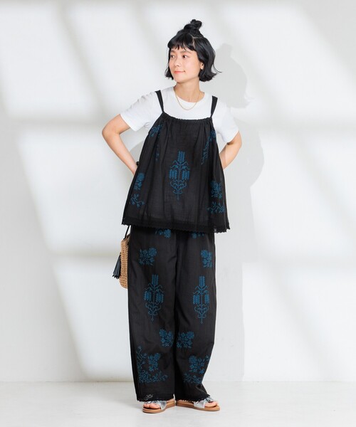 FREAK'S STORE（フリークスストア）の「インド コットンスラブ刺繍 バックリボンキャミソール<セットアップ対応>（キャミソール・レディース・オフホワイト/ブラック・ﾌﾘ-）」の16枚目の写真