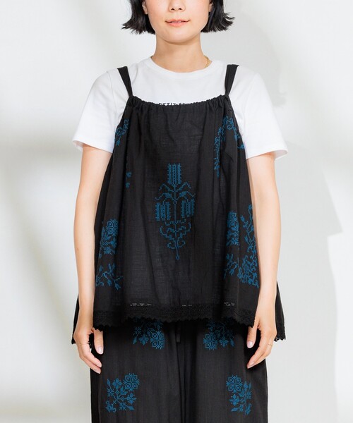 FREAK'S STORE（フリークスストア）の「インド コットンスラブ刺繍 バックリボンキャミソール<セットアップ対応>（キャミソール・レディース・オフホワイト/ブラック・ﾌﾘ-）」の21枚目の写真