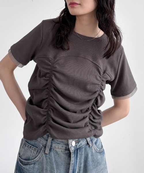 VACANCY(ヴァカンシー)の「シャーリングトップス(Tシャツ/カットソー・レディース・ブラック/ホワイト・FREE)」の17枚目の写真