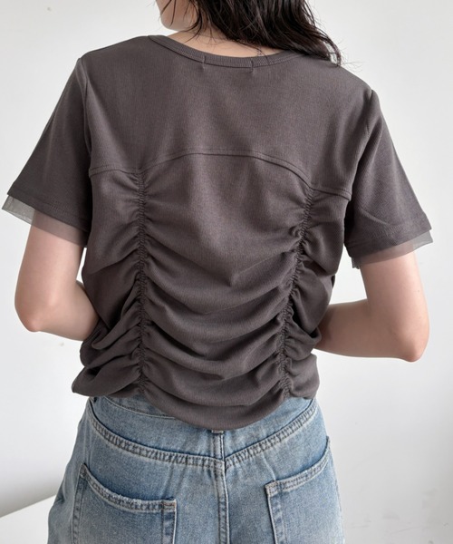 VACANCY(ヴァカンシー)の「シャーリングトップス(Tシャツ/カットソー・レディース・ブラック/ホワイト・FREE)」の14枚目の写真