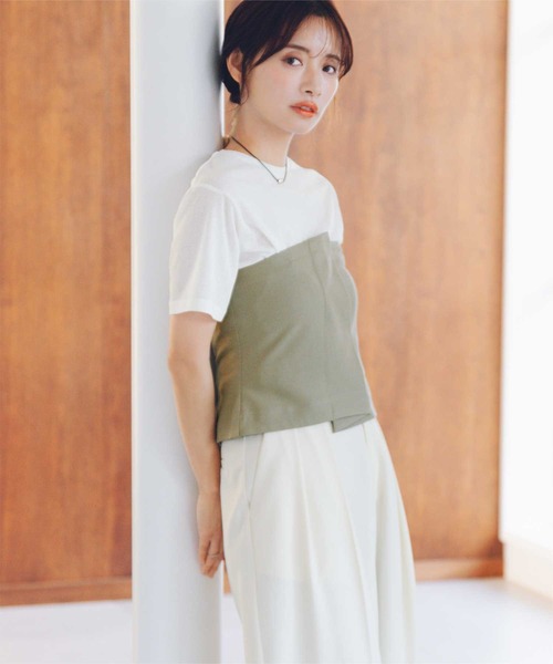 ハーフスリーブシアーカットソートップス（Tシャツ/カットソー