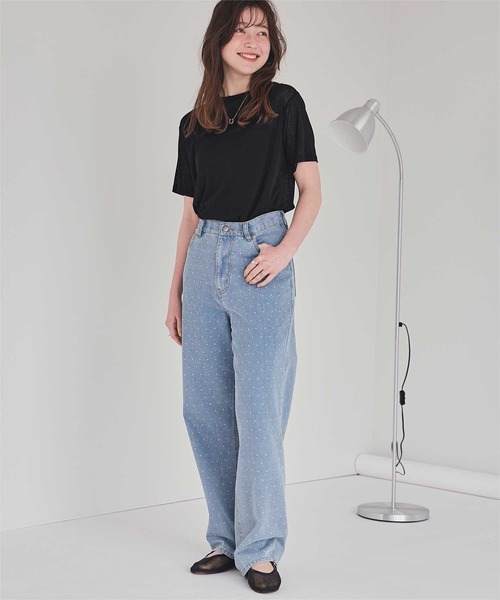 titivate(ティティベイト)の「ハーフスリーブシアーカットソートップス(Tシャツ/カットソー・レディース・オフホワイト/シルバー/ブラック/ライトブルー/ライトグリーン・S/M/L)」の21枚目の写真