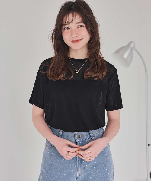 titivate(ティティベイト)の「ハーフスリーブシアーカットソートップス(Tシャツ/カットソー・レディース・オフホワイト/シルバー/ブラック/ライトブルー/ライトグリーン・S/M/L)」の22枚目の写真