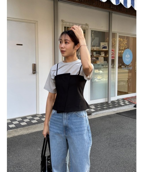 ハーフスリーブシアーカットソートップス（Tシャツ/カットソー