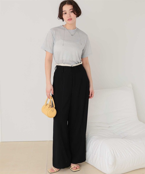 titivate(ティティベイト)の「ハーフスリーブシアーカットソートップス(Tシャツ/カットソー・レディース・オフホワイト/シルバー/ブラック/ライトブルー/ライトグリーン・S/M/L)」の15枚目の写真