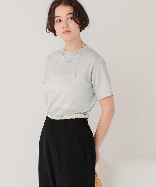 titivate(ティティベイト)の「ハーフスリーブシアーカットソートップス(Tシャツ/カットソー・レディース・オフホワイト/シルバー/ブラック/ライトブルー/ライトグリーン・S/M/L)」の16枚目の写真