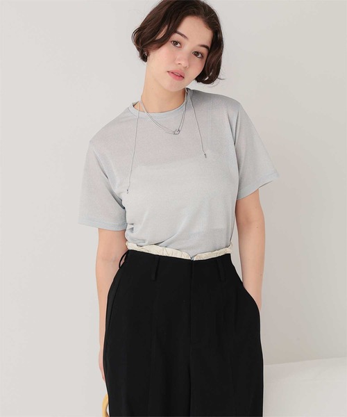 titivate(ティティベイト)の「ハーフスリーブシアーカットソートップス(Tシャツ/カットソー・レディース・オフホワイト/シルバー/ブラック/ライトブルー/ライトグリーン・S/M/L)」の19枚目の写真