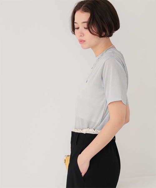 titivate(ティティベイト)の「ハーフスリーブシアーカットソートップス(Tシャツ/カットソー・レディース・オフホワイト/シルバー/ブラック/ライトブルー/ライトグリーン・S/M/L)」の20枚目の写真