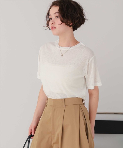 titivate(ティティベイト)の「ハーフスリーブシアーカットソートップス(Tシャツ/カットソー・レディース・オフホワイト/シルバー/ブラック/ライトブルー/ライトグリーン・S/M/L)」の11枚目の写真