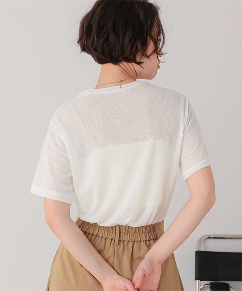 titivate(ティティベイト)の「ハーフスリーブシアーカットソートップス(Tシャツ/カットソー・レディース・オフホワイト/シルバー/ブラック/ライトブルー/ライトグリーン・S/M/L)」の12枚目の写真