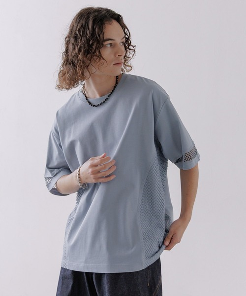 HARE（ハレ）の「メッシュキリカエカットソー(HARE)（Tシャツ/カットソー・メンズ・ブルー/ホワイト/グレー・FREE）」の20枚目の写真