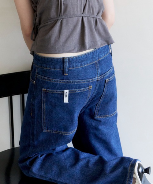 haek 新品未使用ローウエストデニム セール】low waist wide denim pants/ローウエストデニムワイド