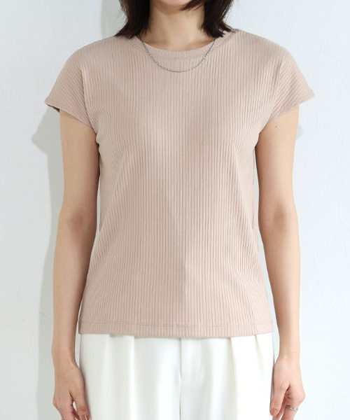 Pierrot(ピエロ)の「【キシリトール加工】フレンチスリーブリブカットソー(Tシャツ/カットソー・レディース・ブラック/オフホワイト/ベージュ/イエロー・M/L)」の20枚目の写真