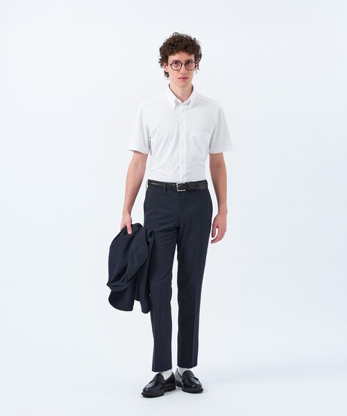 MACKINTOSH PHILOSOPHY（ﾏｯｷﾝﾄｯｼｭ ﾌｨﾛｿﾌｨｰ）の「トロッター トリコットジャージー半袖ボタンダウンシャツ  無地/ストライプ（シャツ/ブラウス・メンズ・ライトブルー/ホワイト/ダークネイビー/ネイビー・36/42/38/40）」の5枚目の写真