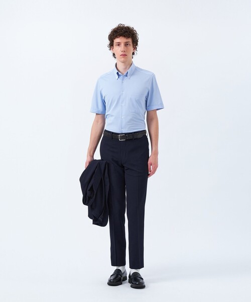 MACKINTOSH PHILOSOPHY（ﾏｯｷﾝﾄｯｼｭ ﾌｨﾛｿﾌｨｰ）の「トロッター トリコットジャージー半袖ボタンダウンシャツ  無地/ストライプ（シャツ/ブラウス・メンズ・ライトブルー/ホワイト/ダークネイビー/ネイビー・36/42/38/40）」の6枚目の写真