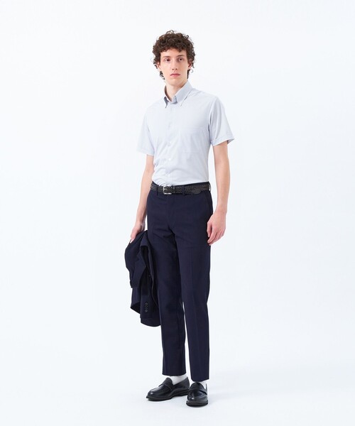MACKINTOSH PHILOSOPHY（ﾏｯｷﾝﾄｯｼｭ ﾌｨﾛｿﾌｨｰ）の「トロッター トリコットジャージー半袖ボタンダウンシャツ  無地/ストライプ（シャツ/ブラウス・メンズ・ライトブルー/ホワイト/ダークネイビー/ネイビー・36/42/38/40）」の7枚目の写真
