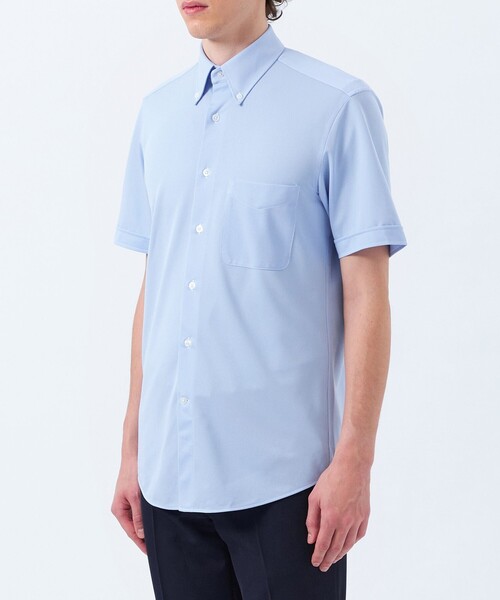 MACKINTOSH PHILOSOPHY（ﾏｯｷﾝﾄｯｼｭ ﾌｨﾛｿﾌｨｰ）の「トロッター トリコットジャージー半袖ボタンダウンシャツ  無地/ストライプ（シャツ/ブラウス・メンズ・ライトブルー/ホワイト/ダークネイビー/ネイビー・36/42/38/40）」の10枚目の写真
