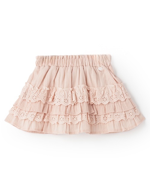 petit main（プティマイン）の「【リンク】レースフリルスカート(キッズ)（スカート・キッズ・ブルー/オフホワイト/ピンク・100cm/130cm/120cm/110cm/90cm/80ｃｍ）」の3枚目の写真