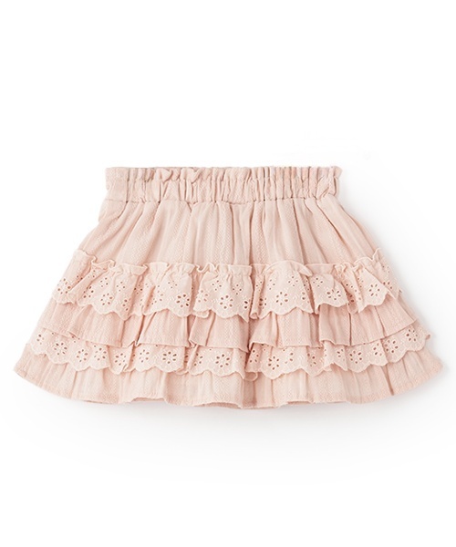 petit main（プティマイン）の「【リンク】レースフリルスカート(キッズ)（スカート・キッズ・ブルー/オフホワイト/ピンク・100cm/130cm/120cm/110cm/90cm/80ｃｍ）」の6枚目の写真