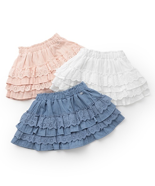 petit main（プティマイン）の「【リンク】レースフリルスカート(キッズ)（スカート・キッズ・ブルー/オフホワイト/ピンク・100cm/130cm/120cm/110cm/90cm/80ｃｍ）」の14枚目の写真